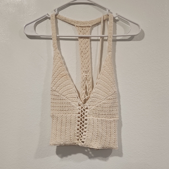 American Eagle Outfitters Cream Knit Top - Picture 1 of 3